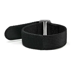 Khaki Sport Nylon Strap for Men's Watch - Hook and Loop Design, 20mm/22mm (Black 22mm)