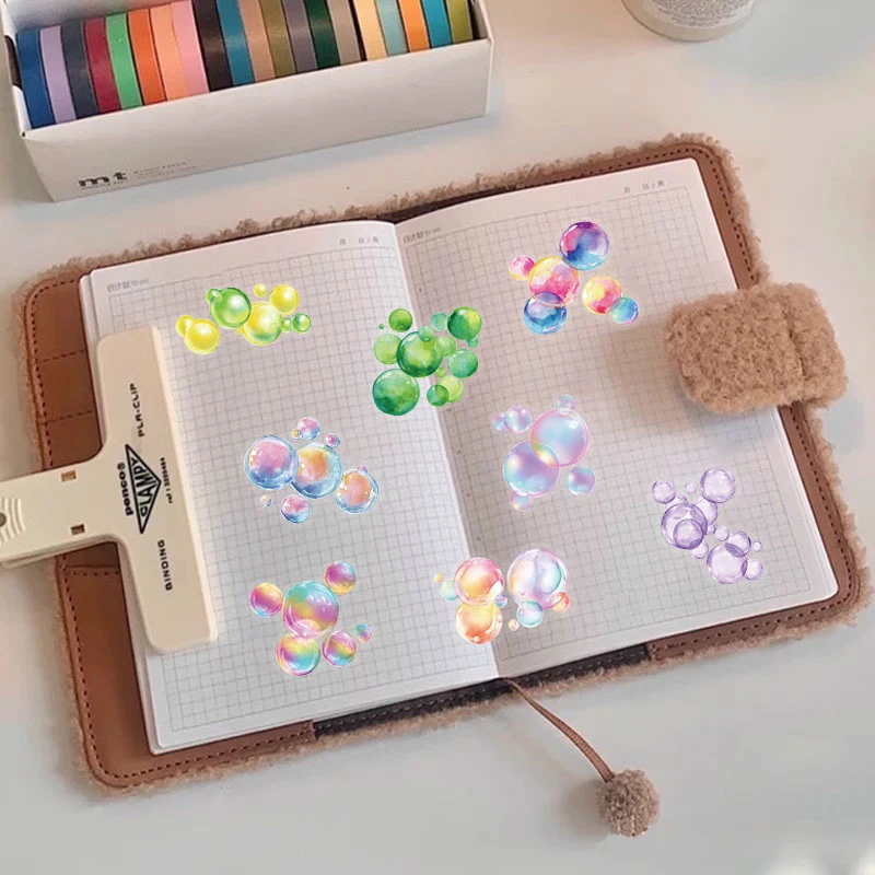 50개의 컬러 버블 스티커, DIY 장 헬멧, 휴대폰, 기타, 스케이트보드, 방수 PET 스티커에 적합