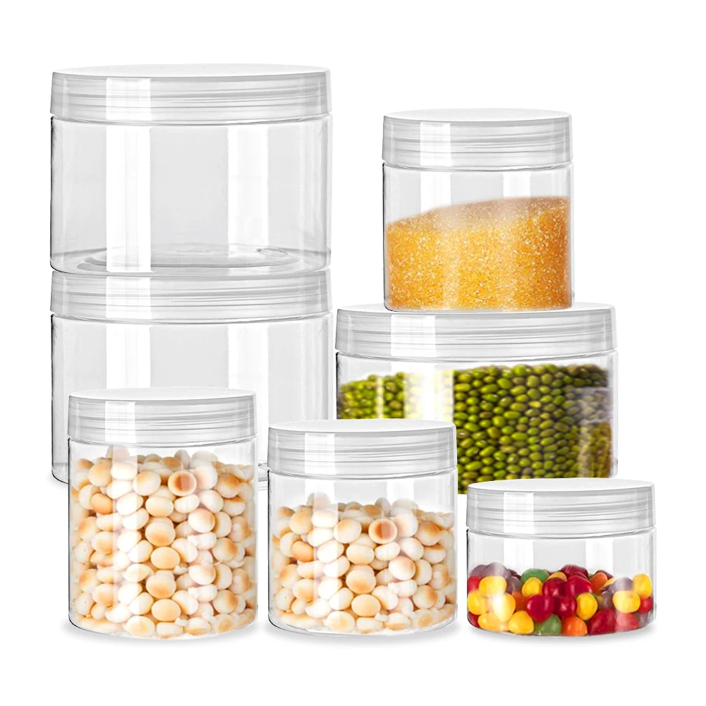30-150ml Plastic Storage Jars with Screw-on Lids for Makeup and Food Crafts
