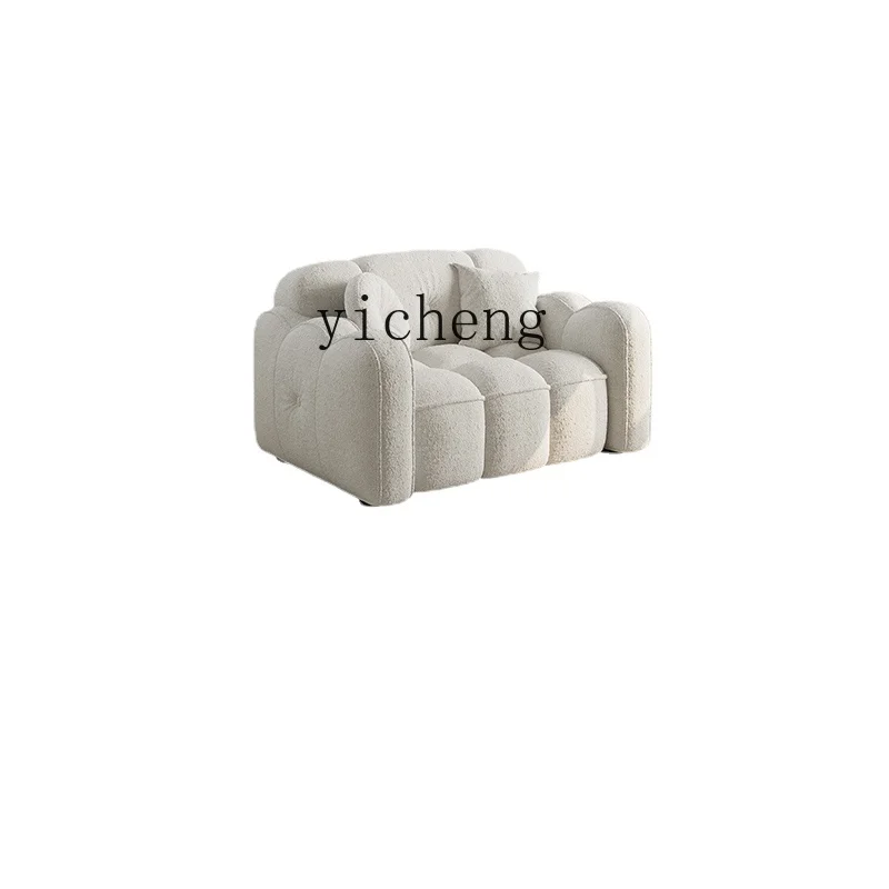 

ZK Cream Style White Cotton Candy Sofa Living Room Home Small Apartment Straight Row Fabric Sofa
