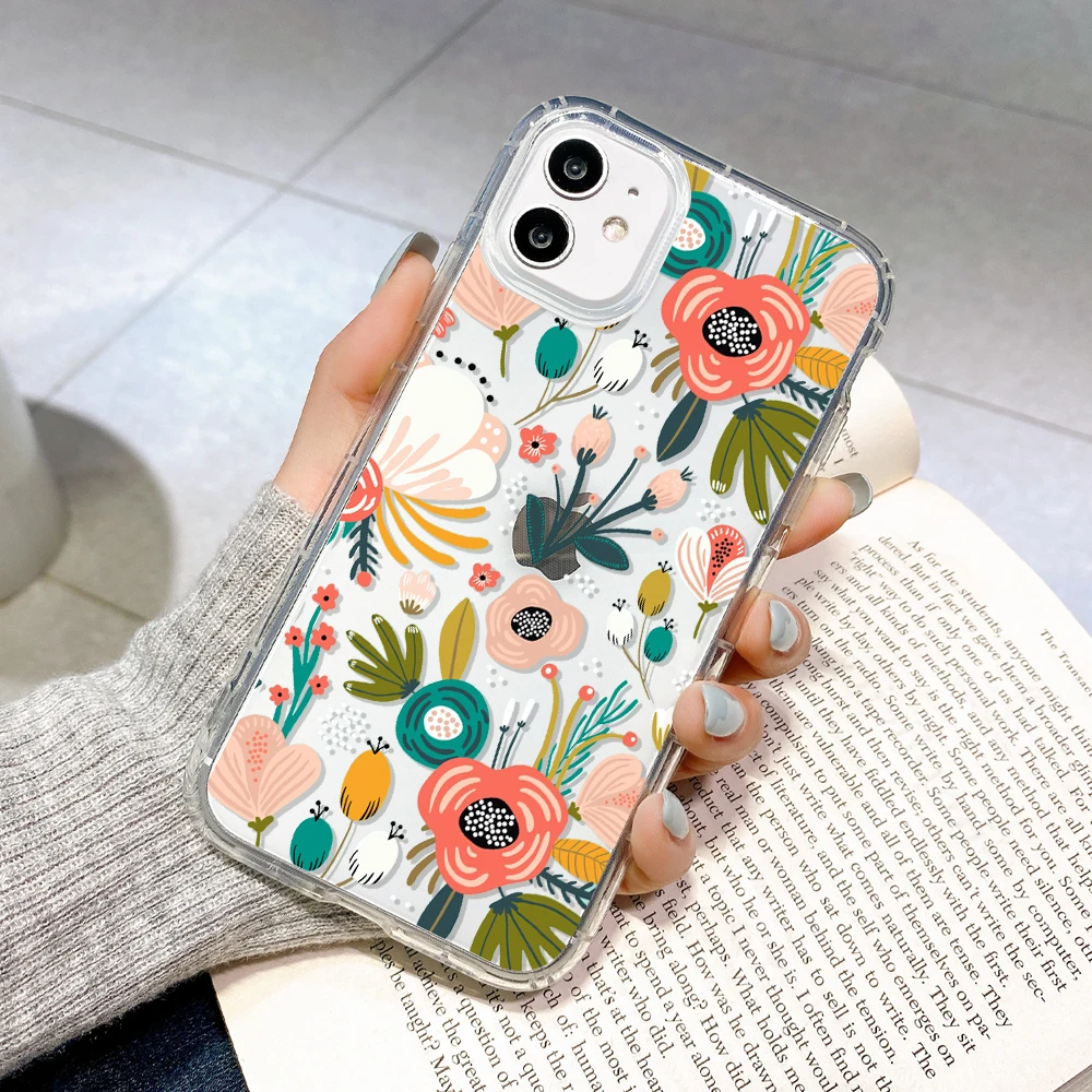 thumbnail image 1 of Flower Phone Case For iPhone 13 Case iPhone 11 12 14 15 Pro Max 12 13 Mini 7 8 Plus SE 2020 XR XS X Shockproof Clear Soft Cover, 1 of 5