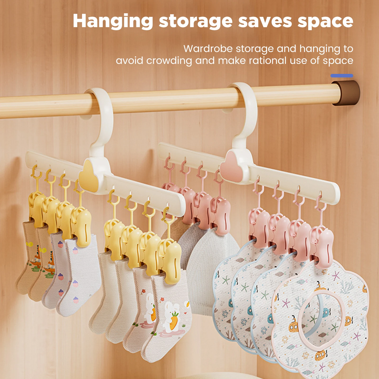 6 Clips Baby Clothes Socks Hanger Children Adults Clothes Dryer Socks  Underwear Plastic Drying Rack Newborn Saliva Towel Hanger