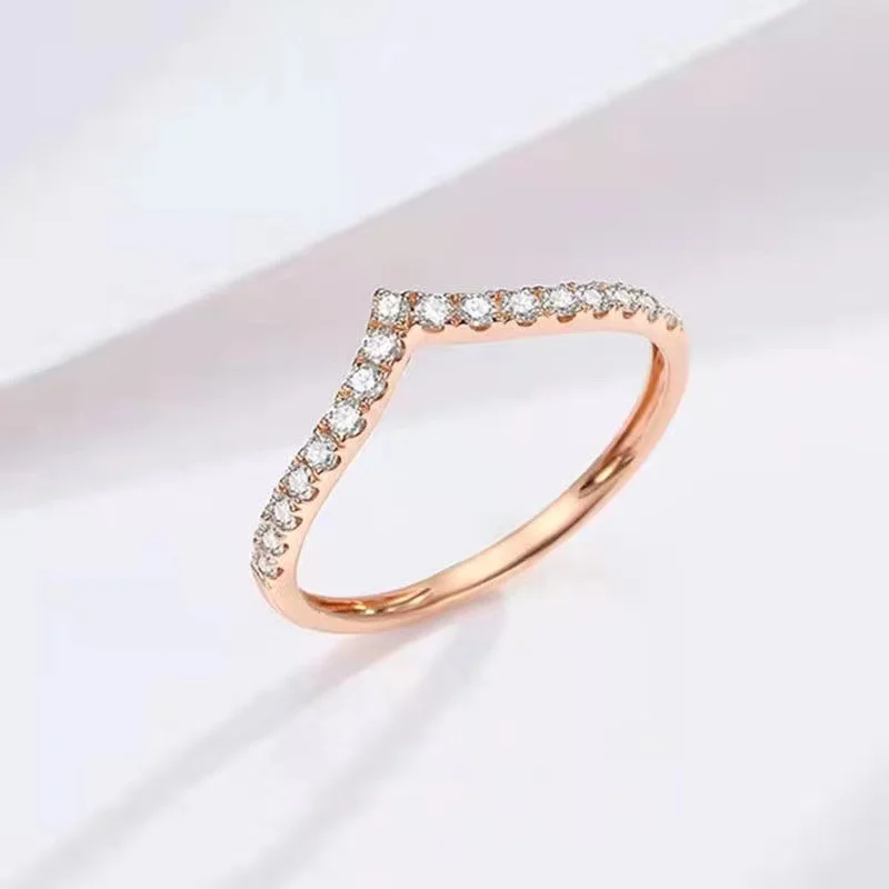 Elegant V-Shaped Gold-Plated Zirconia Ring