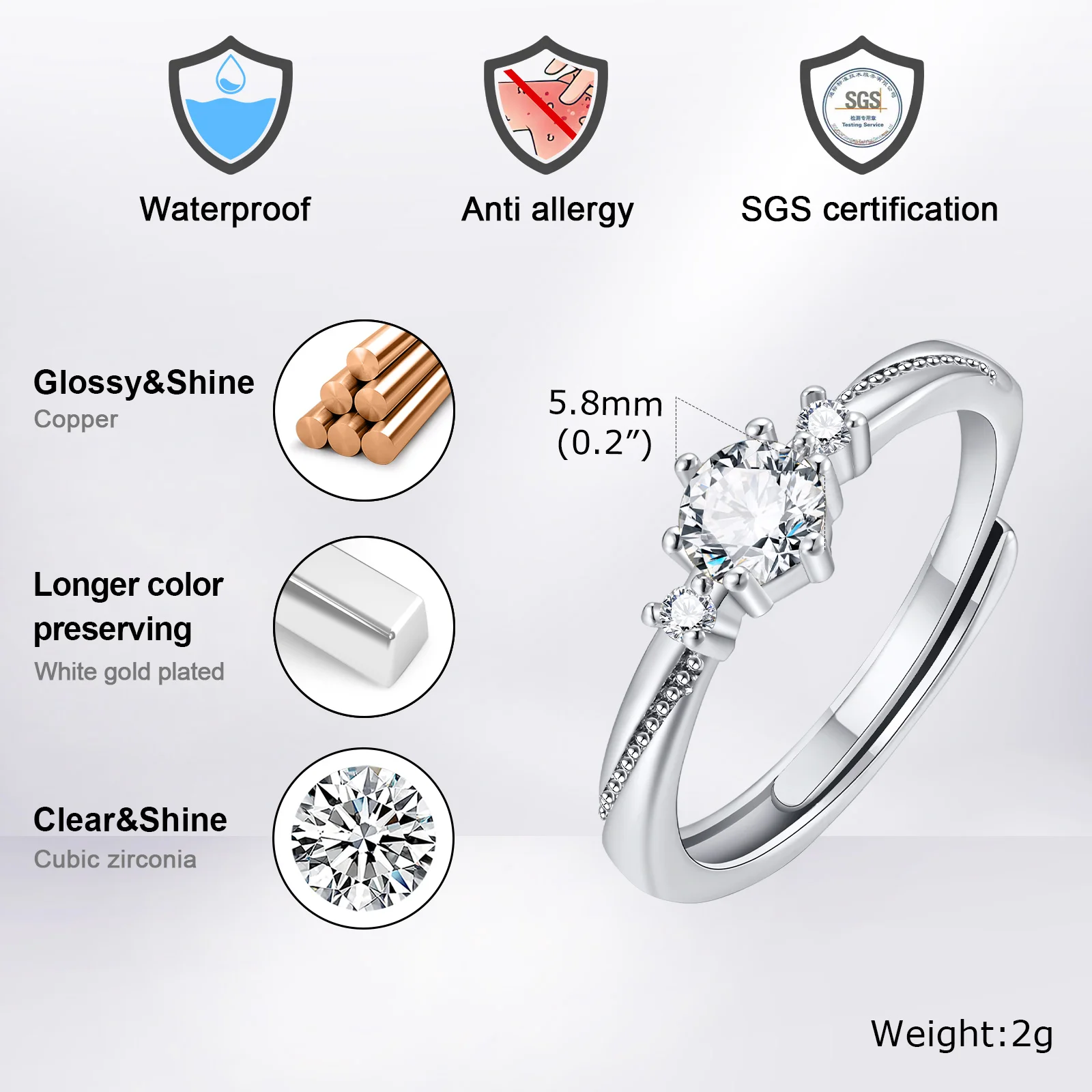 Women Solitaire Ring Wedding Engagement Anniversary Gift