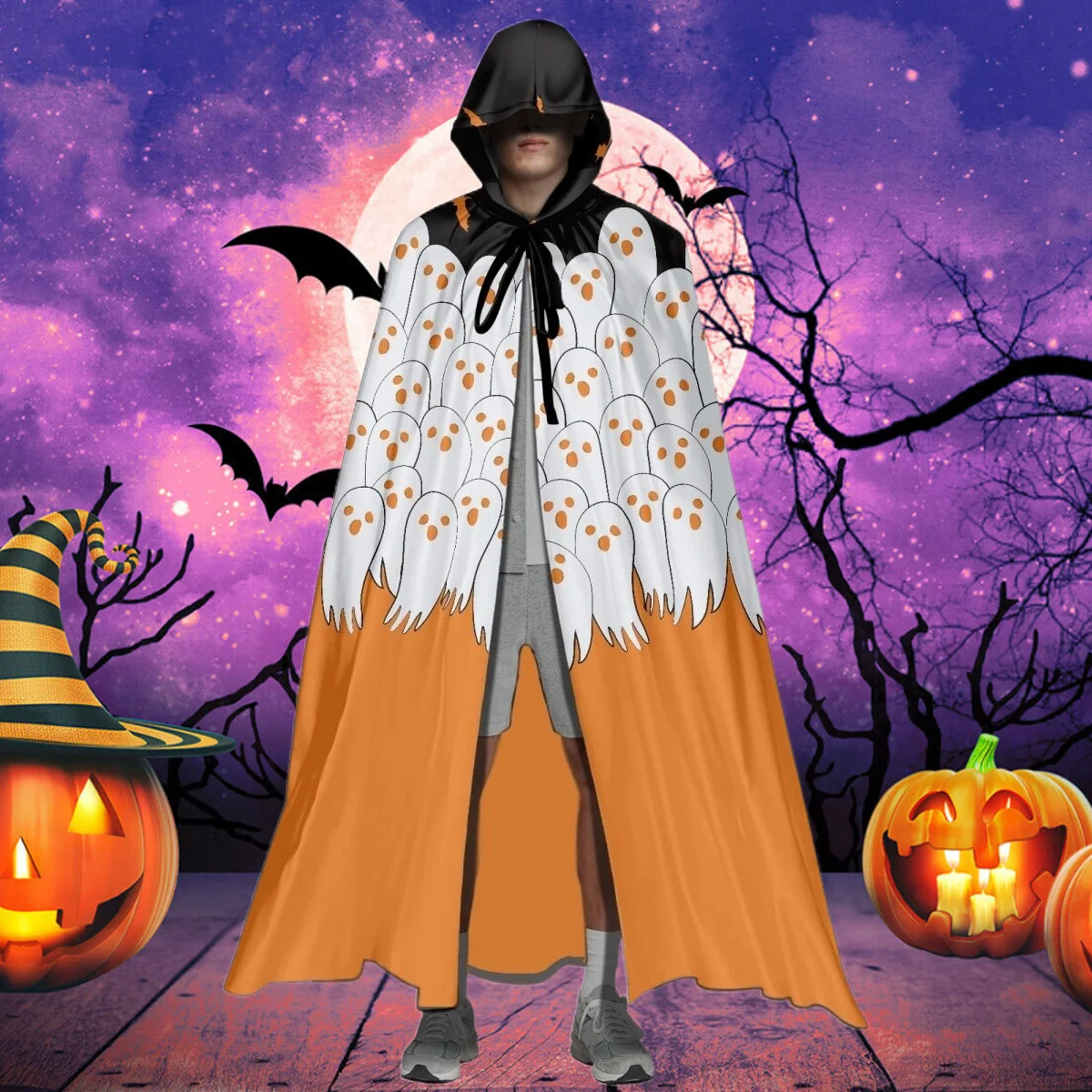 

Winter Women Ponchos Orange Purple Bat Durable Boys Girls Carnival Cloak Theme Party Shawls Custom Design Adult Halloween Cloaks