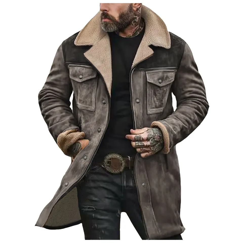 Stylish Mens Color Blocked Suede Jacket