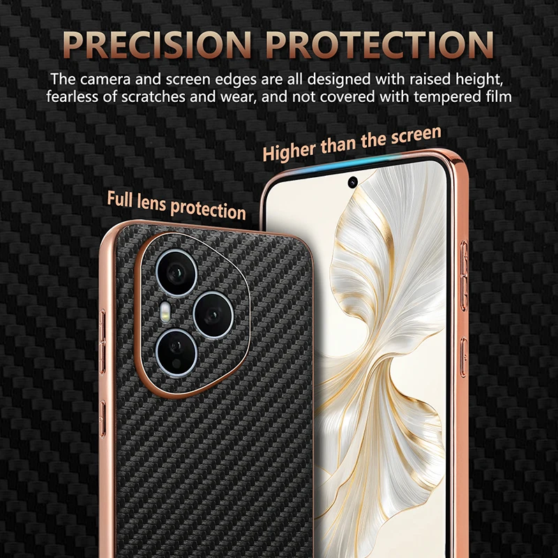 Luxury PU Plating Carbon Fiber Protective Back Cover Case