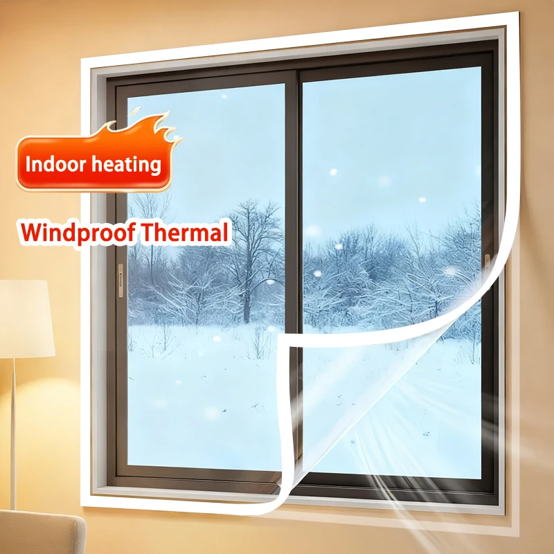 1er-Pack transparenter EVA-Wintervorhang, wärmeisoliert, winddicht und staubdicht, einfache Installation mit Klettverschluss für Zuhause und Schlafzimmer