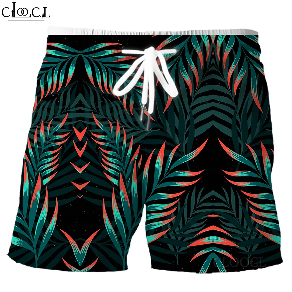 HX Hawaii Shorts Polynesian Striped Coconut Tree 3D Print Board Shorts Beach Pants Fashion Sportwear Men Clothing
