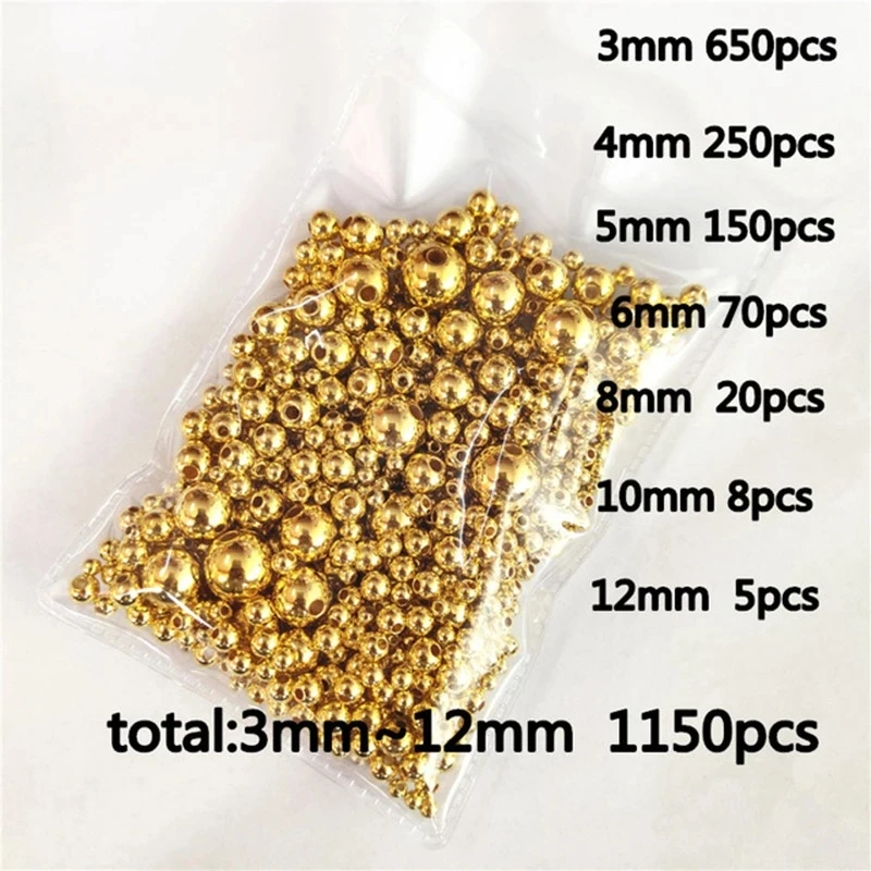 200Pcs 14K Gold Spacer Beads, 2/3/4/5/6/8mm Round Loose Beads for Jewelry  Making, Small Smooth Beads Ball Beads Seamless Bead for DIY Bracelet  Jewelry