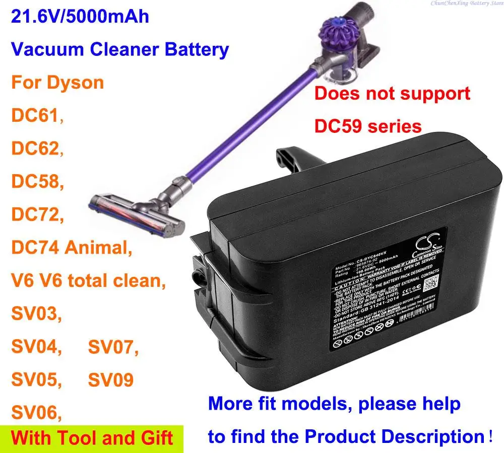 OrangeYu 5000mAh Vacuum Cleaner Battery 965874-02 for Dyson DC61, DC62,  DC58, DC72, SV03, SV04, SV07, SV05 SV06 SV07 SV09 V6