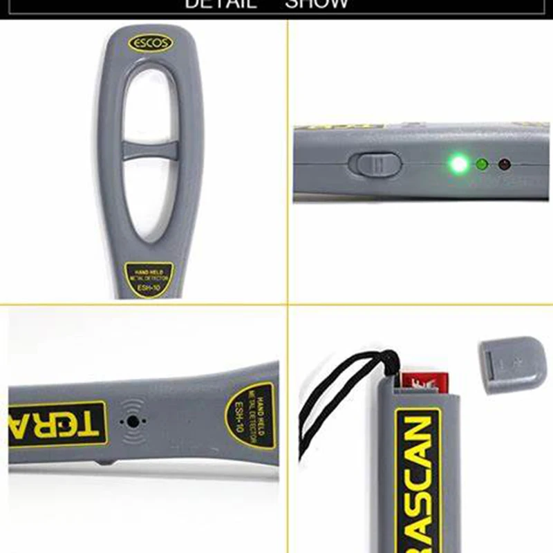 Handheld Metal Detector ESH-10 (Alkaline Battery) Station Airport School Exam Room Metal Mobile Phone Detector