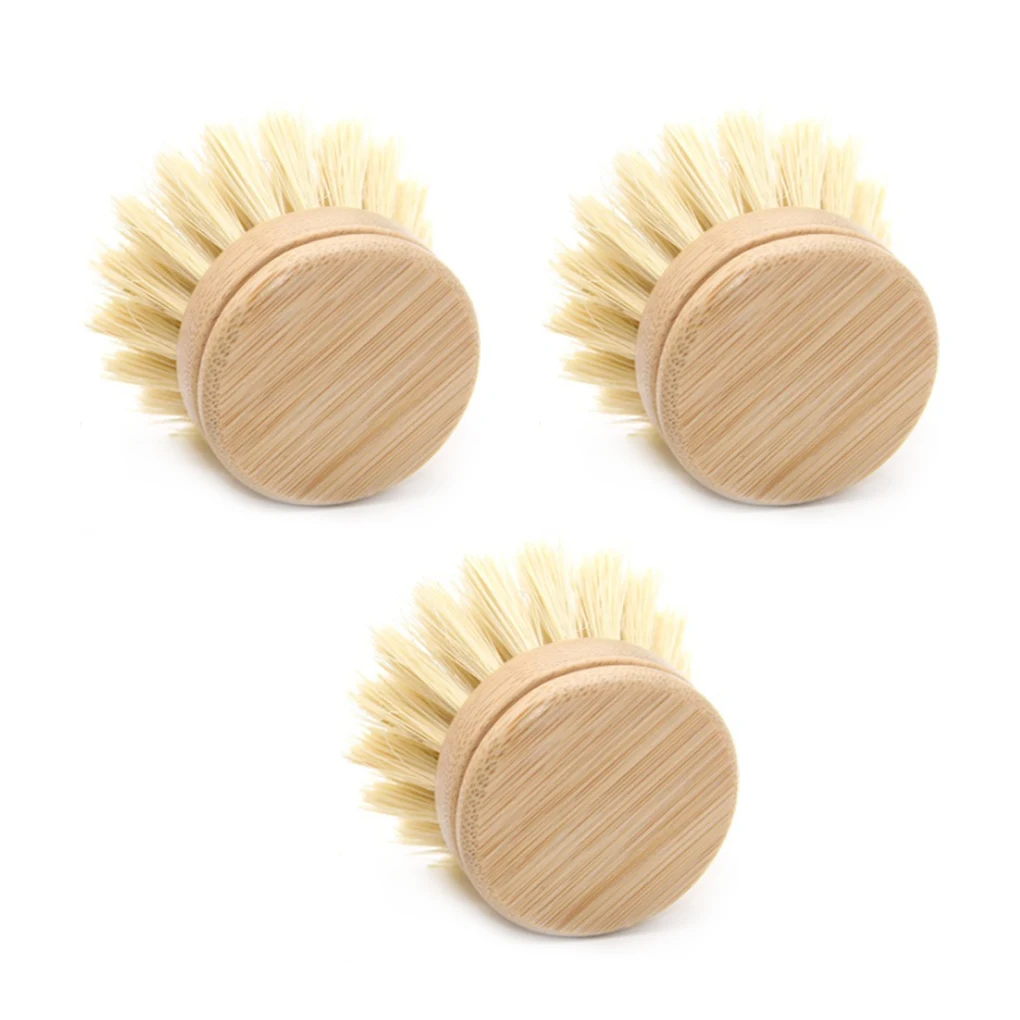 8 Pieces Wooden Kitchen Dish Brush Include Bamboo Scrub Cleaning Brush and  Replacement Brush Heads Dish Brush for Kitchen Room Cleaning Supplies
