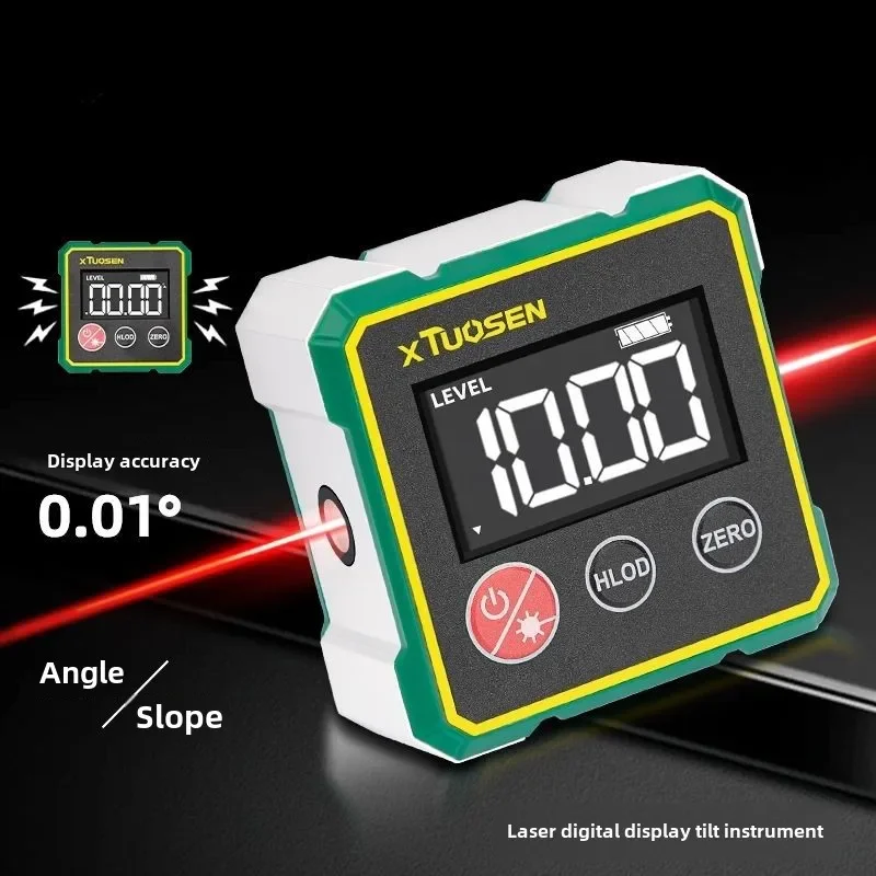 High precision digital inclinometer box, electronic level tool, laser level, dual axis angle measuring instrument
