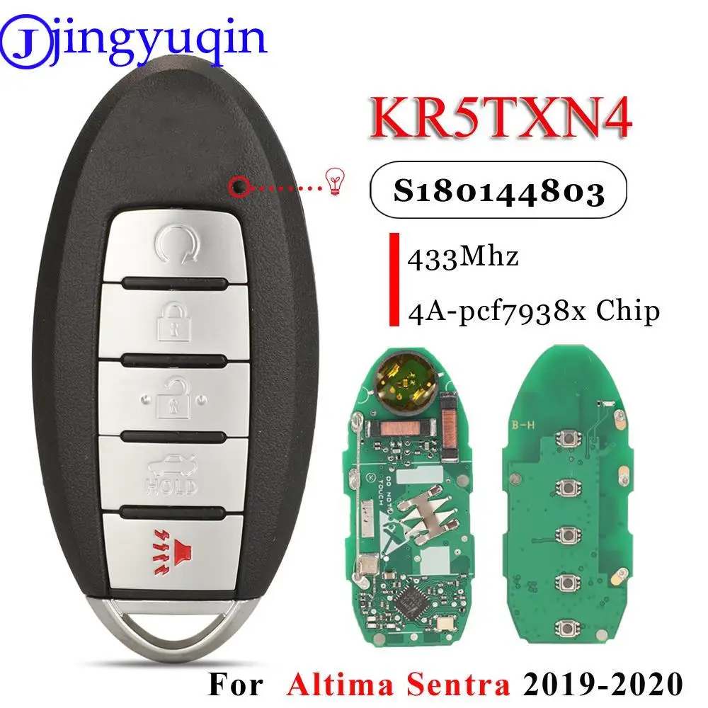 Jingyuqin Kr5Txn4 S180144803 Proximity Smart Key Fob 433Mhz Ncf29A1M 4A For Nissan Altima Sentra 2019-2020 5Buttons