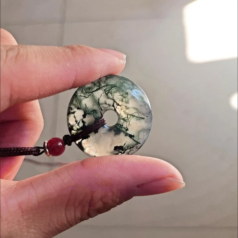 

Безопасная Подвеска из агата с водной травой, Круглый халцедон, подвеска из Моха и агата