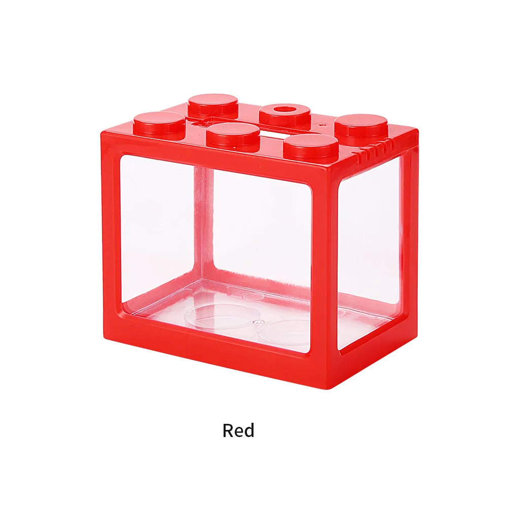 USB Interface Aquarium for Fish Tanks Building Block Small Fish Tank Stackable Seaweed Box Marimo Plastic LED Light Fishbowl 