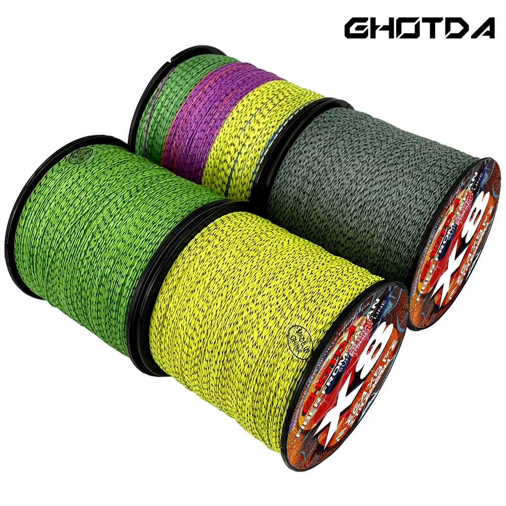 GHOTDA Braided Fishing Line X4/X8 300M Speckle Multifilament Pe Wire Invisible Super Strong Long Cast Carp Fishing Accessories