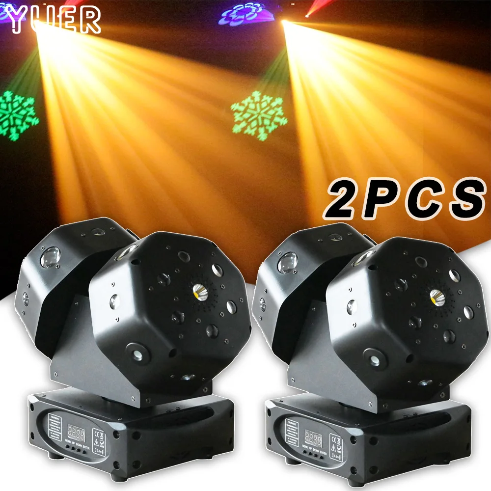 

2PCS Effect Stage Light 2 Heads Moving Beam Pattern Strobe RG Laser DMX Dj Disco Nightclub Bar KTV Christmas Projector Lamp