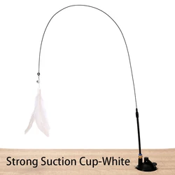Interactive Cat Teaser Wand with Suction Cup and Feather Bird (Type A-White)