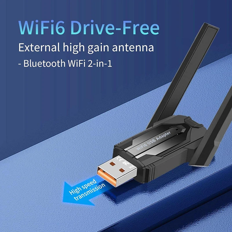 High-Speed Dual Band USB WiFi & Bluetooth Adapter with Antenna