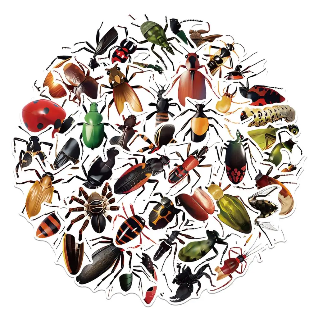 

50PCS Mixed Realistic Insect Stickers Streetwear Creative DIY Skateboard Laptop Waterproof Luggage Phone Refrigerator Sticker