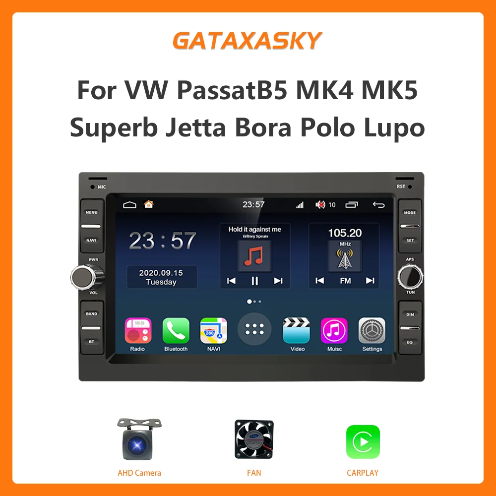 GATAXASKY 7''Android Car Radio Multimedia Player CarPlay For VW PASSAT B5 MK4 MK5 SHARAN Jetta Bora Polo TRANSPORT T5 CITI CHICO