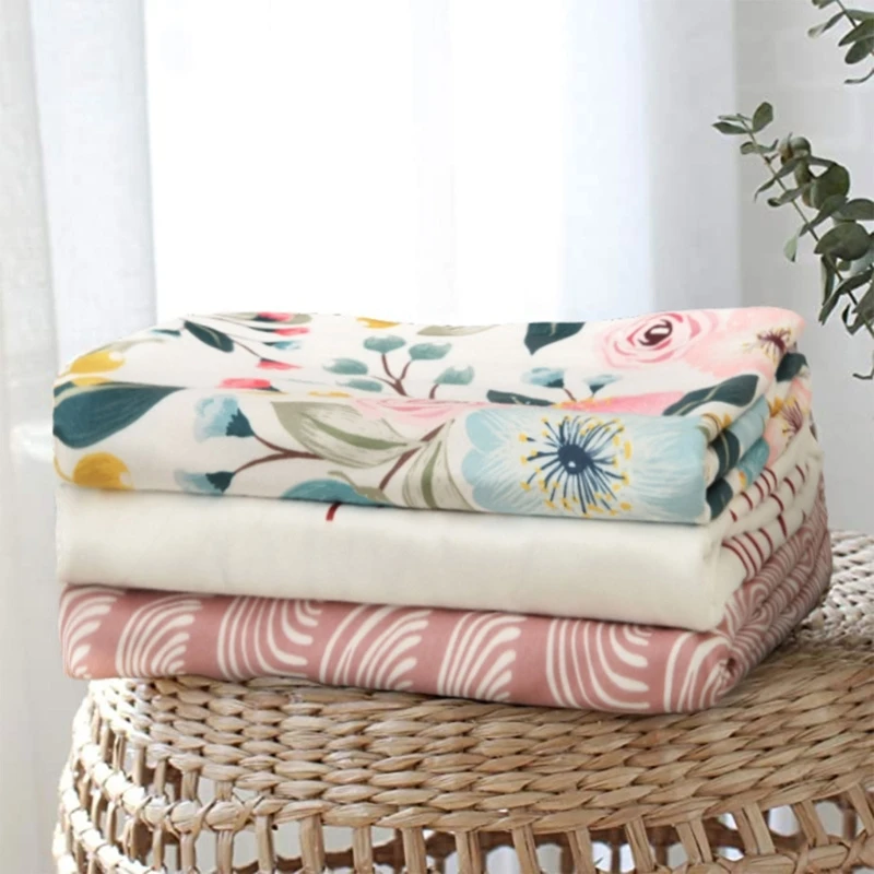 3pcs/set Floral Baby Blanket+Turban Beanie Cap+Headband Baby Girls Boys Swaddle Wrap Blanket Newborn Photography Props