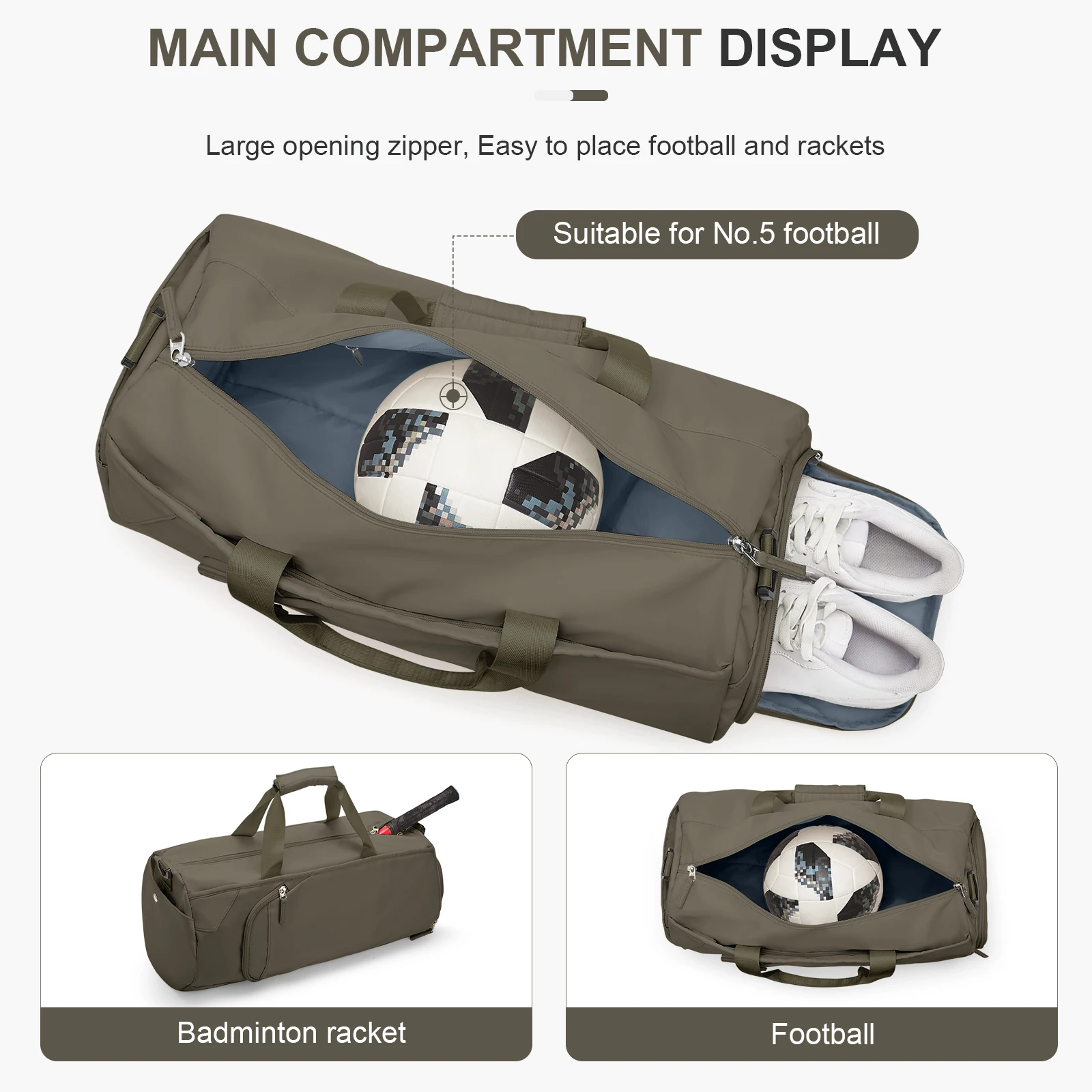 Gym Bag for Women Men with Shoe & Wet Compartment - Sea Bag for Travel, Sports, Fitness and Workout Sports Bag for Men and Women