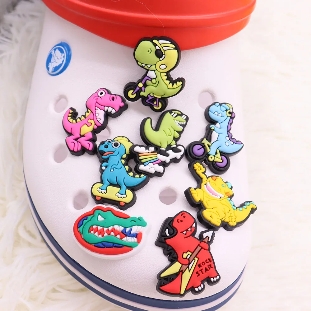 High Quality 1Pcs PVC Cartoon Dinosaur Boys Girls Sandals Shoe Charms  Accessories Shoe Buckle For Backpack Croc Jibz - AliExpress