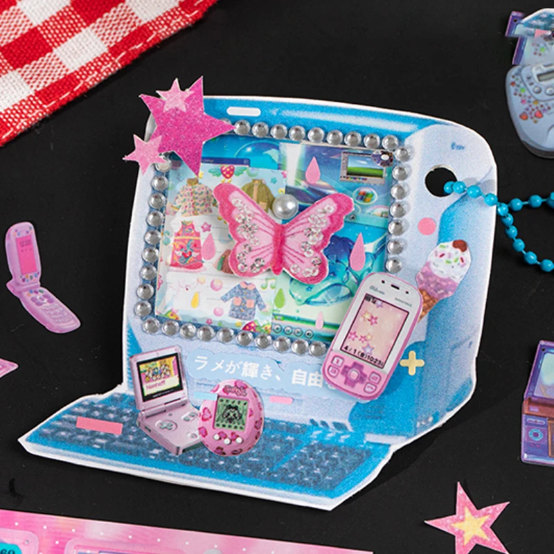 Mr.Paper 20매/책 Y2K 레트로 글리터 스티커북, 저널 스크랩북킹 DIY 데코를 위한 미적 Y2K 테마 스티커