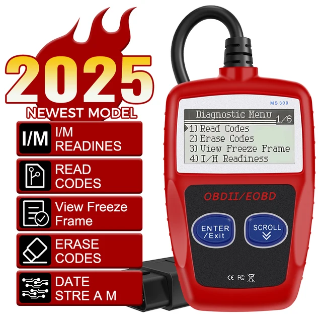V317 MS309 OBD2 Scanner Oxygen Sensor Test Car Diagnostic Tools Fault Detector Engine Fault Dection OBD 2 Automobile Accessories 2