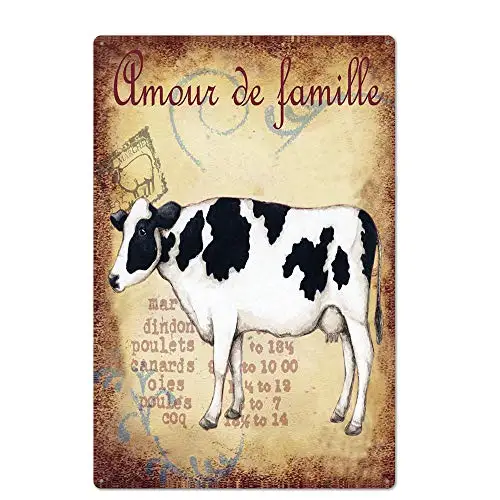 

Original Retro Design Cow Tin Metal Signs Wall Art | Thick Tinplate Print Poster Wall Decoration