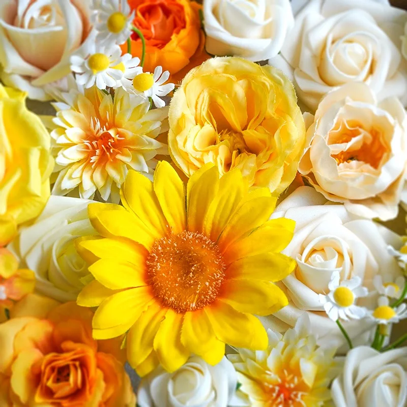 Yannew Künstliche blaue Seidenblumen-Kombi-Box-Set mit Stielen für selbstgemachte Hochzeitstorte, Brautsträuße, Party, Tischdekoration – Detail 21