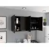 120 Wall Cabinet, Four Doors, Two Cabinets, Two Shelves Black 3