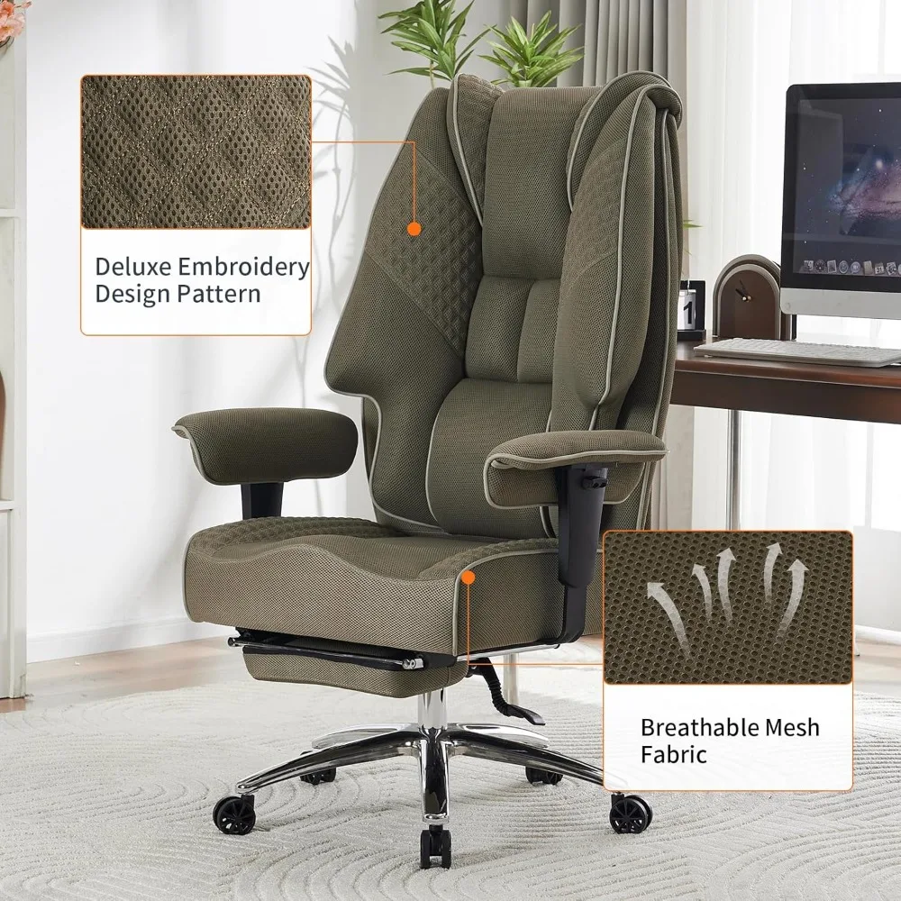 big and tall office chair 400lbs wide seat, leather high back executive office chair with foot rest, ergonomic chairs lumbar sup