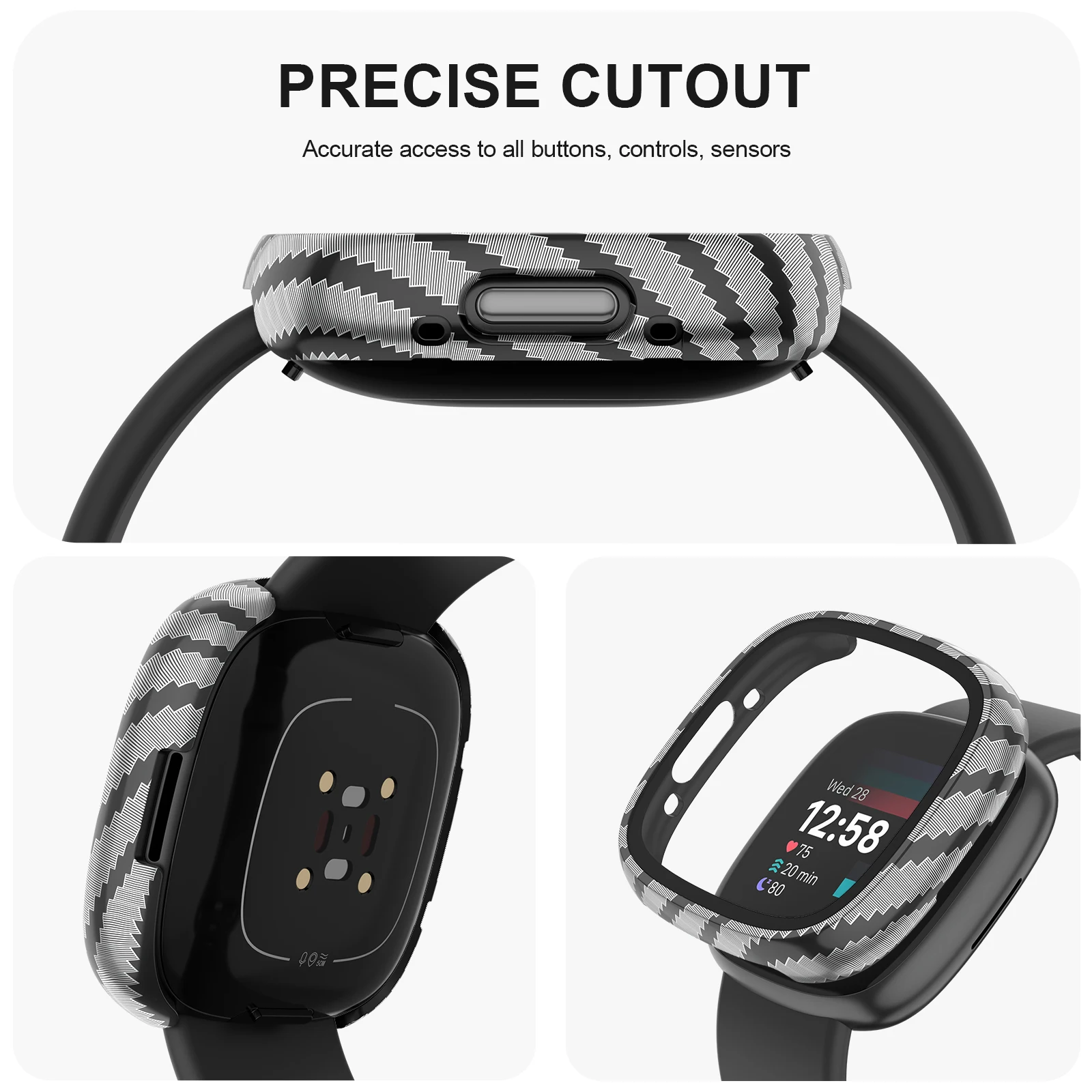 Tempered Screen Protector PC Case For Fitbit Versa 4/Sense 2 Cover All-Around Full Cover Bumper For Versa 4/sense 2 Watch Case apple watch screen protector watch screen protector case apple watch screen protector case watch case watch protective case watch cover watch protective cover bumper protective case