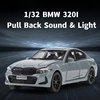 1/32 BMW 320i Sedan Miniature Diecast Toy Car Model Sound & Light Doors Openable Educational Collection Gift for Children Boy 6