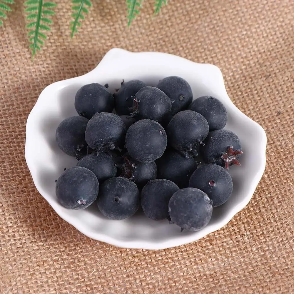 Artificial Plants Artificial Fruits and Vegetables 20pcs High Simulation Blueberry Model Photo Props Fake Fruit Ornaments Artificial Food Two Size Blueberry Fruit Shop Model Decor