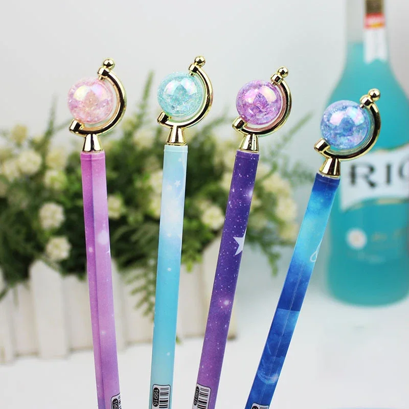 창의적인 별이 빛나는 하늘 젤 펜, 검정 잉크 중립 펜, 학생용 한국 문구, 학교 사무용품, 0.5mm, 4 개