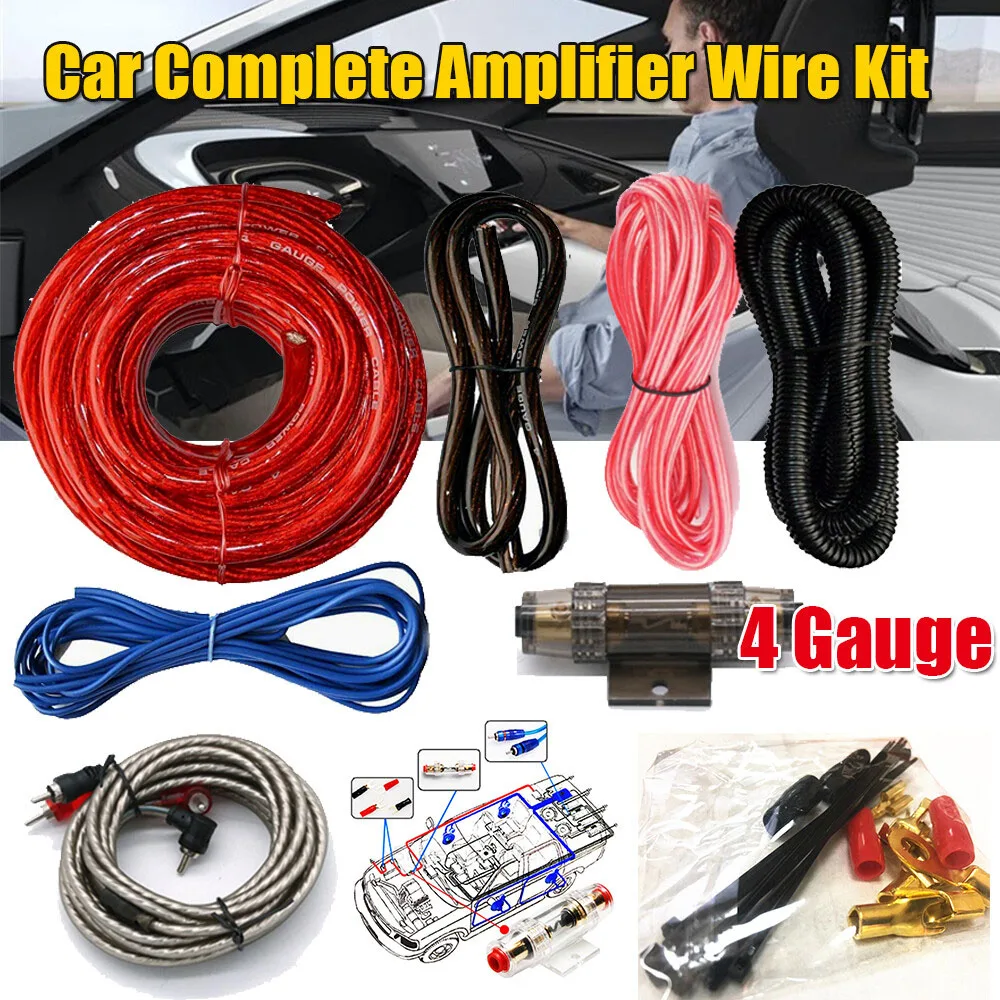 2300W 4 Gauge Gauge Cable Kit Audio Subwoofer AMP RCA Power Cable Wire RCA Fuse Subwoofer Vehicle Modification Parts Audio Signal Cable Audio Cables