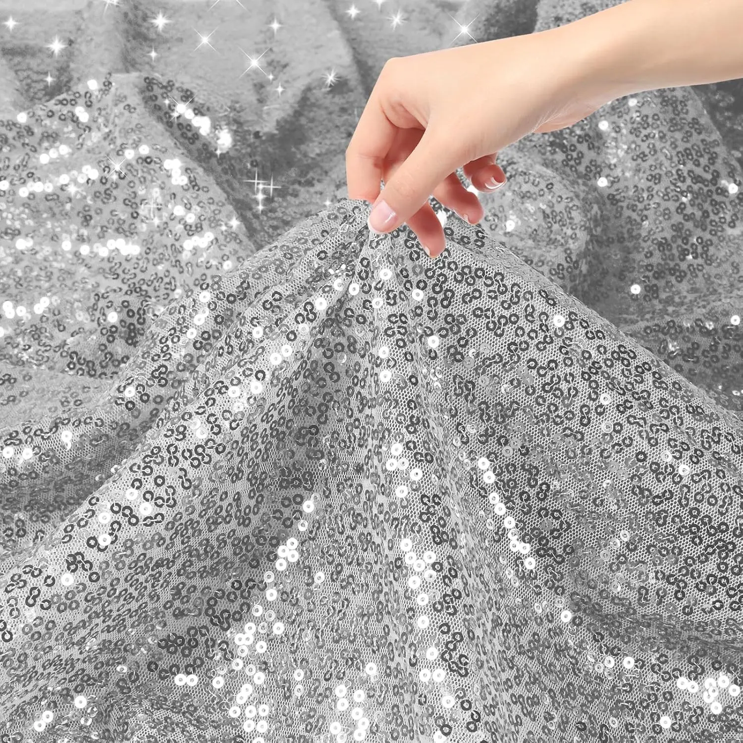 Sparkling Sequin Embroidered Mesh Fabric for Elegant Decor & Fashion