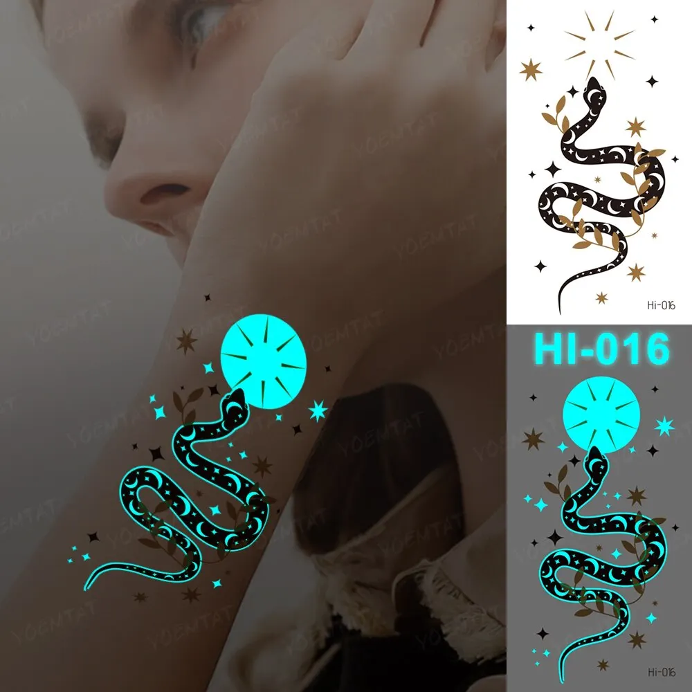 Adesivo de tatuagem luminoso à prova d'água, tatuagens temporárias  fluorescentes para festa de festival de música, dançarina de flor de cobra  borboleta em padrão de planeta - Temu Portugal