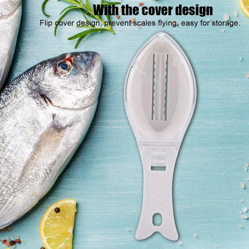 Fish Scale Remover,Kitchen Tool Fish Scale Scraper Fish Skin Cleaning Peeler Brush Scaler With Cover Scale Catcher