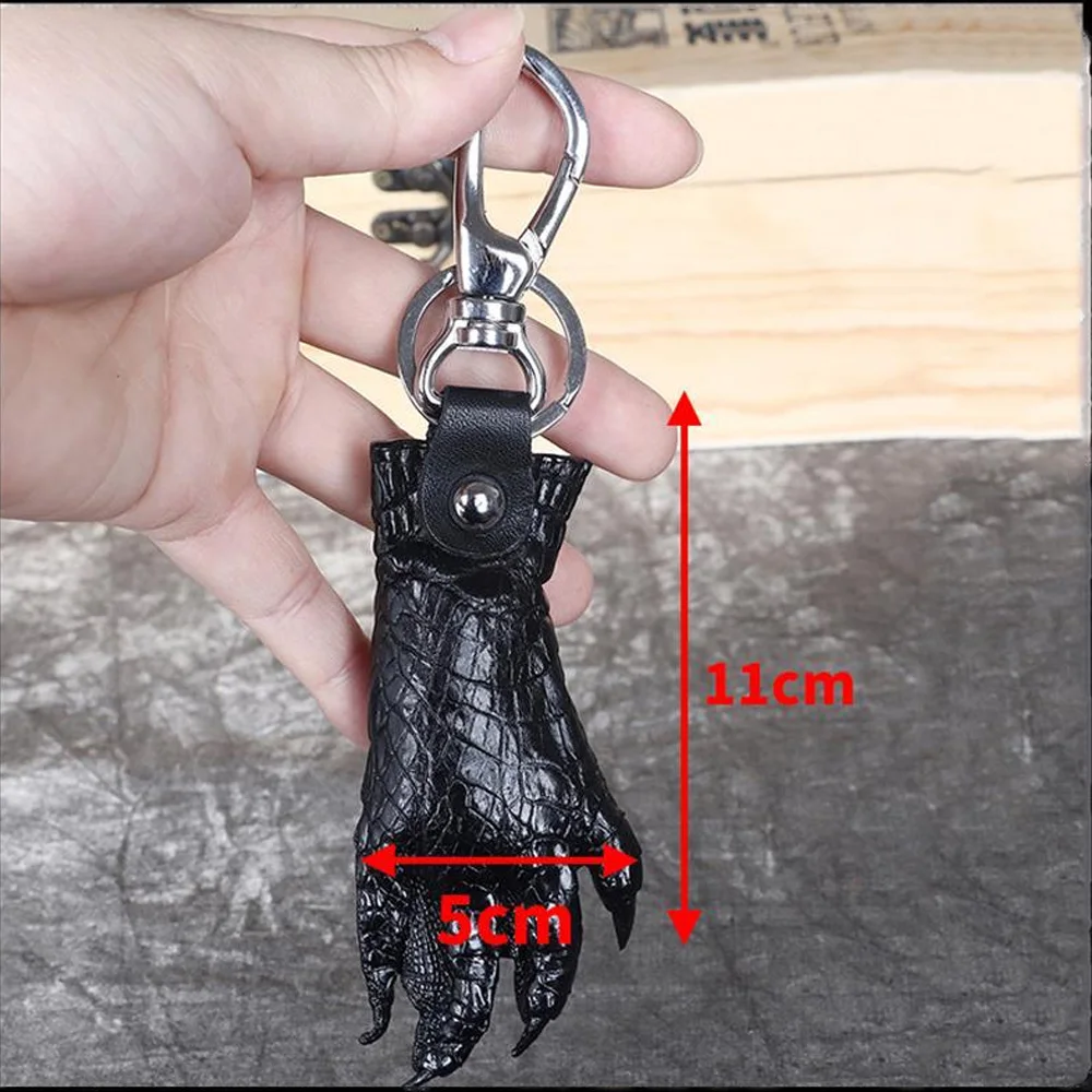 Skin of Crocodile KeyChain carabiner Genuine Leather Crocodile Skin Wallet with Key Ring Front and Rear Claw key case key holder key organizer key protector
