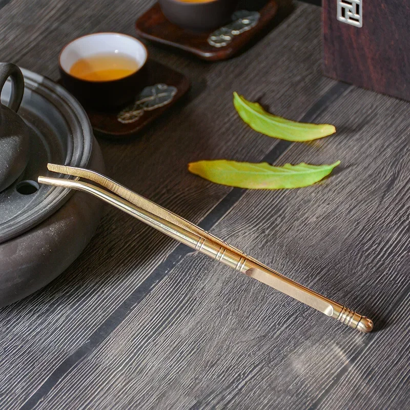 Brass Tea Clip Metal Toast Tong Pure Copper Toaster Bagel Bacon Tweezers Sugar Ice Tea Tong Teaware Kitchen Accessories Tool tea bag tongs