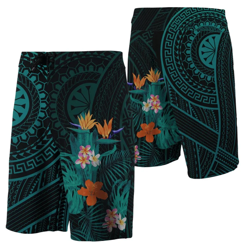 2024 Men Beach Shorts Hawaii Summer Tropical Polynesian Kanaka Women Board Shorts 3D Print Swim Trunks Ropa Hombre Short Pants 5