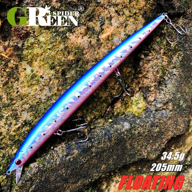 GREENSPIDER Floating Minnow Longcast Jerkbait Fishing Lure 205mm 34.5G Off  Shore Saltwater Sea Bass Artificial Bait Tackle - AliExpress