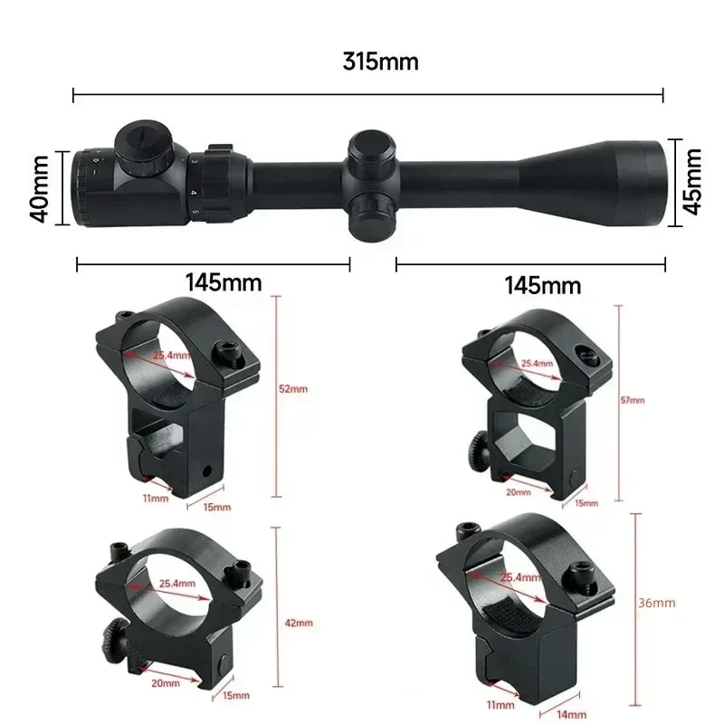 3-9x40EG Tactical Scopes 3-9x32 Outdoor Hunting Riflescope Optical Shooting Airsoft Sight Green Red Illuminated Sniper Scope rifle scope