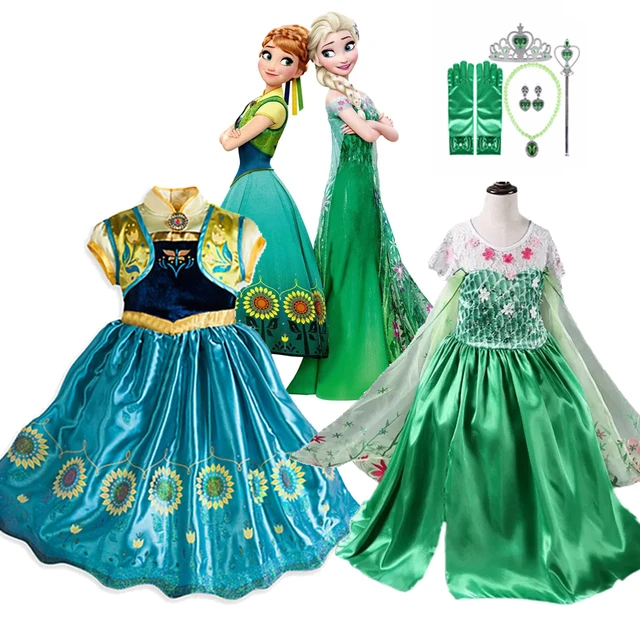 Frozen Fever Elsa And Anna Cosplay Costume Girls Birthday Surprise Present  New Year Clothes Children Princess Party Outfits - AliExpress